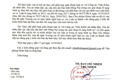 V/v đóng góp ý kiến sửa đổi, bổ sung Quy chế phối hợp giữa ĐLS và STP; ĐLS và các Cơ quan THTT