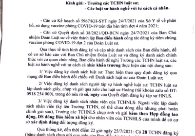 CÔNG VĂN HƯỚNG DẪN ĐĂNG KÝ CHÍCH VACCINE VÀ CUNG CẤP HỢP ĐỒNG LAO ĐỘNG CỦA NHÂN VIÊN