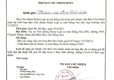 Thư mời họp ngày 05-06-2021