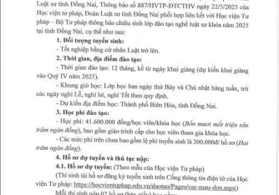 Phối hợp liên kết chiêu sinh lớp Đào tạo nghề luật sư tại tỉnh Đồng Nai