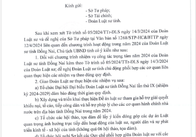 UBND tỉnh phê duyệt chương trình hoạt động và giao nhiệm vụ trong năm 2024 của Đoàn Luật sư tỉnh Đồng Nai