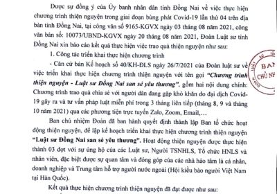 BÁO CÁO CÔNG TÁC LÀM TỪ THIỆN CỦA ĐOÀN LUẬT SƯ