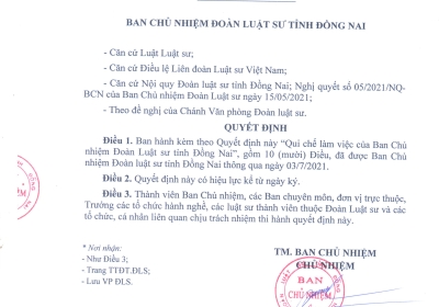 QUY CHẾ LÀM VIỆC CỦA BAN CHỦ NHIỆM