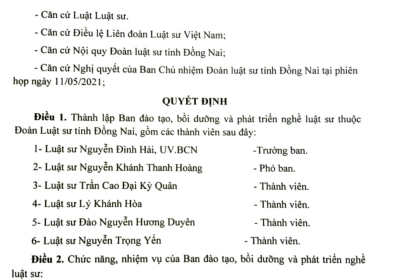 QD Thành lập ban Đào Tạo