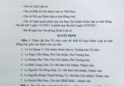 QUYẾT ĐỊNH THÀNH LẬP BAN THIẾT KẾ LOGO VÀ BAN GIÁM KHẢO