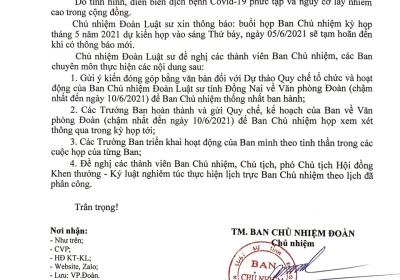 THÔNG BAO HOÃN HỌP BCN 05/2021