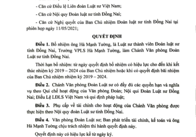 QD Bổ Nhiệm Chánh Văn Phòng