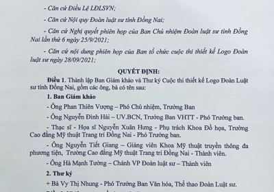 QUY CHẾ VÀ TIÊU CHÍ CHẤM THI CUỘC THI THIẾT KẾ LOGO ĐOÀN LUẬT SƯ ĐỒNG NAI