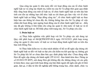 Về việc chấn chỉnh hoạt động của luật sư và tổ chức luật sư trong tỉnh Đồng Nai