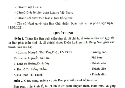 QĐ Thành Lập Ban Kinh Tế