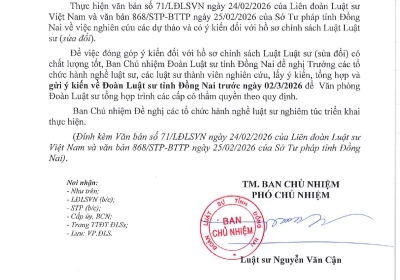 CV 12 VỀ VIỆC TRIỂN KHAI GÓP Ý DỰ THẢO CHÍNH SÁCH SỬA LUẬT LUẬT SƯ