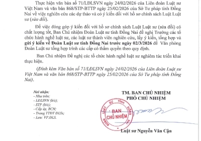 CV 12 VỀ VIỆC TRIỂN KHAI GÓP Ý DỰ THẢO CHÍNH SÁCH SỬA LUẬT LUẬT SƯ