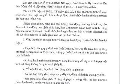 CÔNG VĂN CHẤN CHỈNH HOẠT ĐỘNG NGHỀ NGHIỆP LUẬT SƯ 