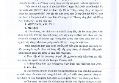 UBND tỉnh Đồng Nai tổ chức thực hiện Chương trình " Gương sáng pháp Luật Đồng Nai" năm 2024