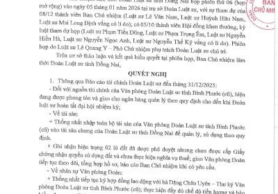 NGHỊ QUYẾT 06 BAN CHỦ NHIỆM LÂM THỜI ĐOÀN LUẬT SƯ (MR) - PHIÊN HỌP 06