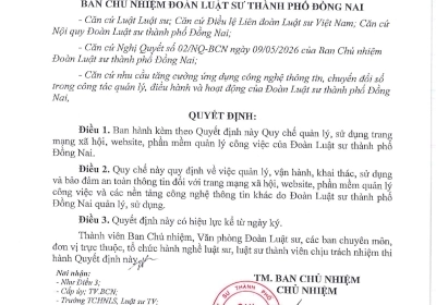 QUY CHẾ QUẢN LÝ, SỬ DỤNG TRANG MẠNG XÃ HỘI, WEBSITE, PHẦN MỀM QUẢN LÝ CÔNG VIỆC CỦA ĐOÀN LUẬT SƯ 