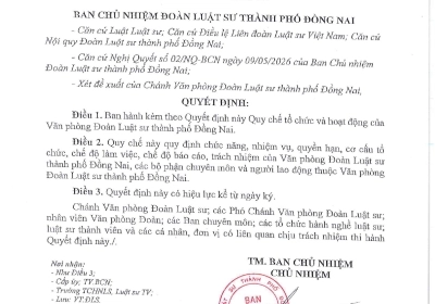 QUY CHẾ VĂN PHÒNG ĐOÀN LUẬT SƯ