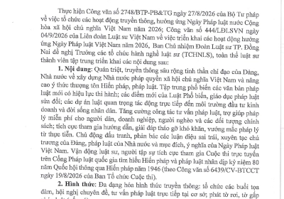 THÔNG BÁO VỀ VIỆC TRIỂN KHAI CÁC HOẠT ĐỘNG HƯỞNG ỨNG NGÀY PHÁP LUẬT 