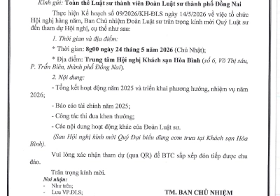 THƯ MỜI THAM DỰ HỘI NGHỊ THƯỜNG NIÊN ĐOÀN LUẬT SƯ 