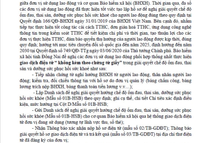 Thực hiện giao dịch điện tử hoàn toàn trong giải quyết chế độ ốm đau, thai sản và dưỡng sức phục hồi sức khỏe.