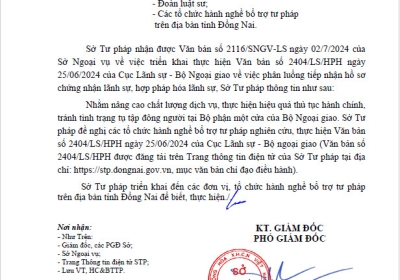 Triển khai Văn bản số 2404/LS-HPH ngày 25/6/2024 của cục Lãnh sự, Bộ Ngoại giao