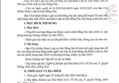KẾ HOẶC TỔ CHỨC HỘI NGHỊ HÀNG NĂM ĐOÀN LUẬT SƯ NĂM 2024