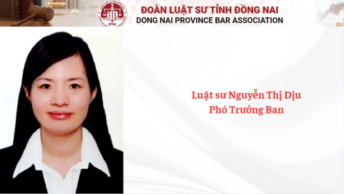 Luật sư Nguyễn Thị Dịu - Phó Trưởng Ban