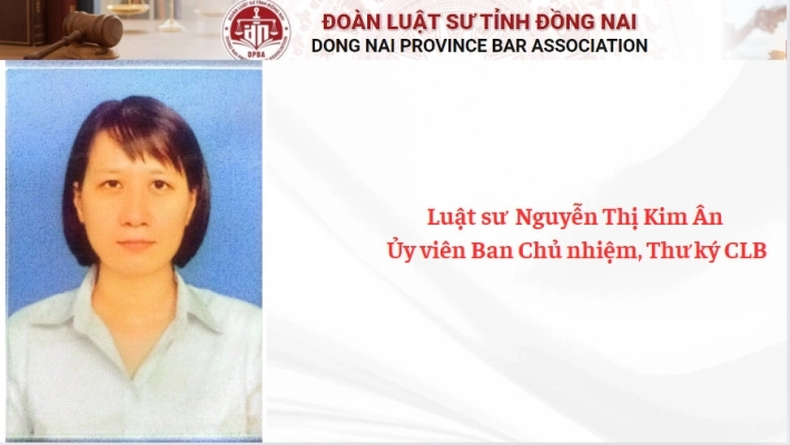 Luật sư  Nguyễn Thị Kim Ân - Ủy viên Ban Chủ nhiệm, Thư ký CLB