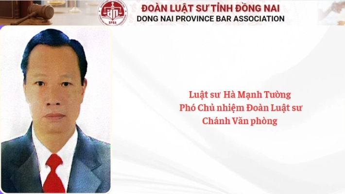Luật sư  Hà Mạnh Tường -  Phó Chủ nhiệm Đoàn Luật sư: Chánh Văn phòng