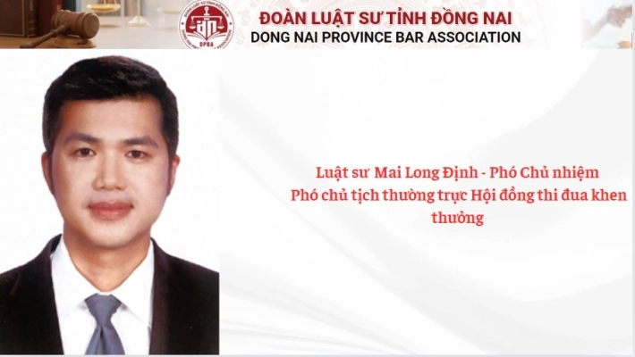 Luật sư  Mai Long Định - Phó Chủ nhiệm: Phó chủ tịch thường trực Hội đồng thi đua khen thưởng