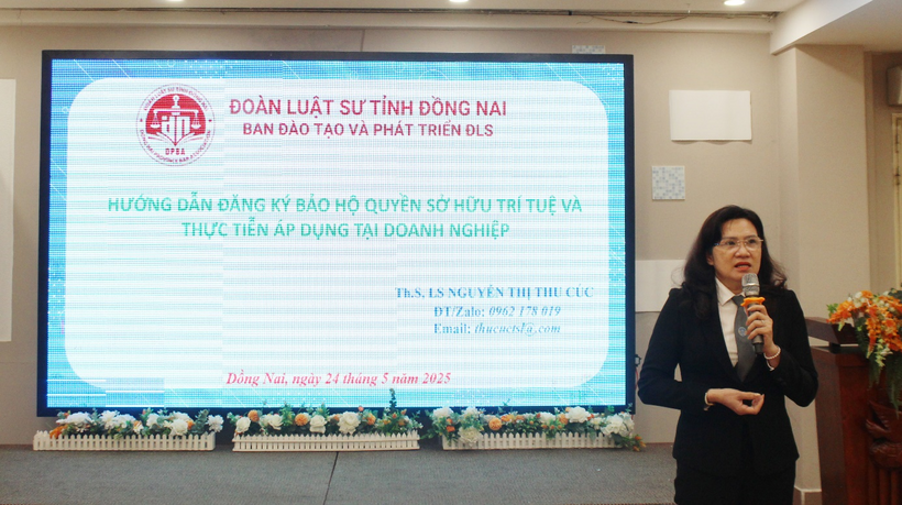 Thạc sĩ, Luật sư Nguyễn Thị Thu Cúc, Đoàn Luật sư tỉnh Đồng Nai chia sẻ tại Tọa đàm.